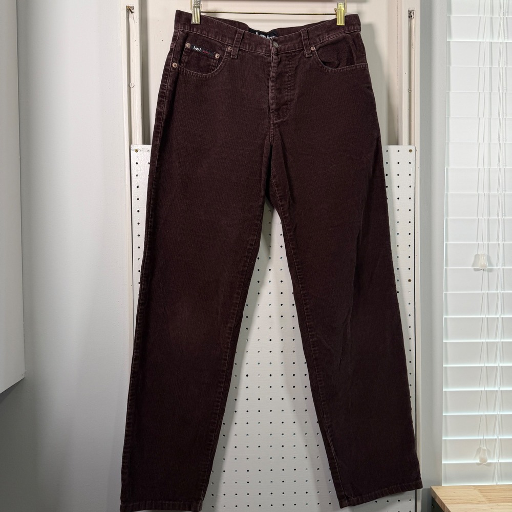 Vintage LEI Brown Corduroy Pants High Waisted Button Fly Straight Leg Size 7
